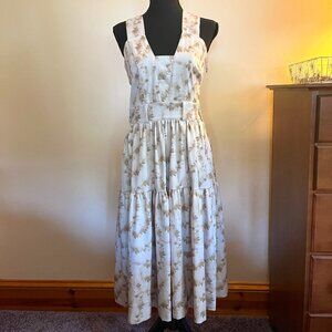 Italian Classic Long Flare and Belted Patterned Dress